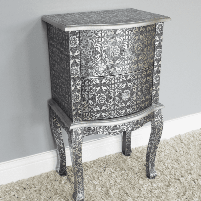 Silver metal online nightstand