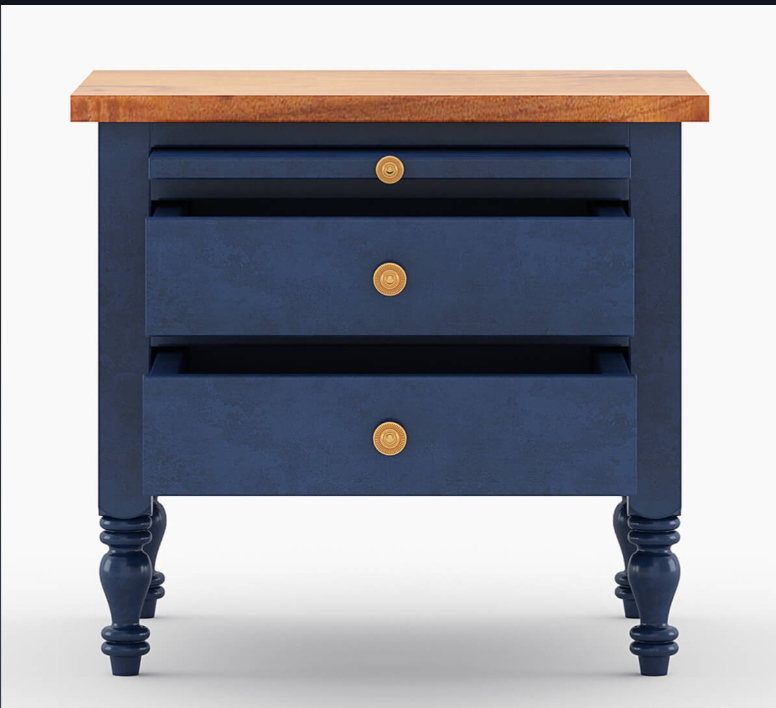 Hand Carved Blue Color Nightstand