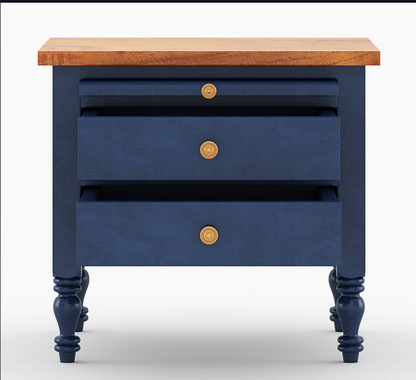 Hand Carved Blue Color Nightstand