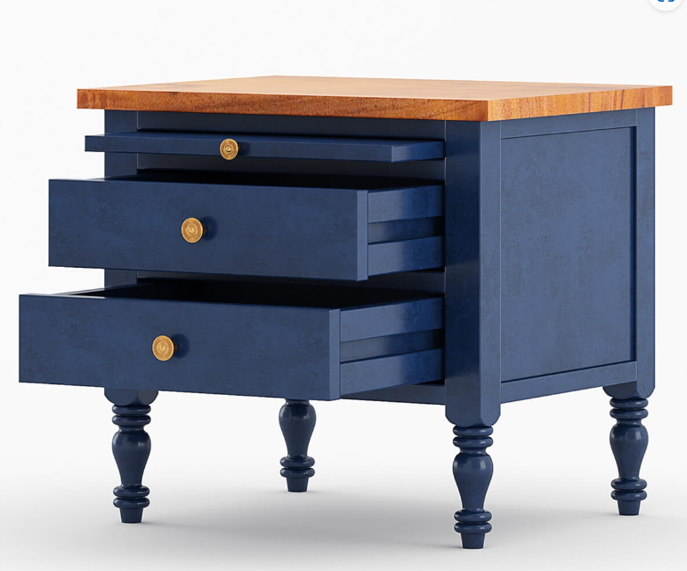 Hand Carved Blue Color Nightstand