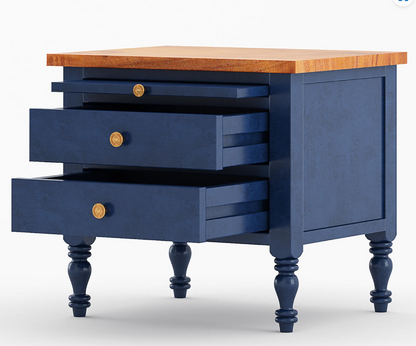 Hand Carved Blue Color Nightstand