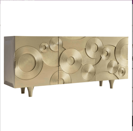 Antique Handmade Three Door Sideboard Credenza with Metal Brass Buffet & Sideboard - Bone Inlay Furnitures