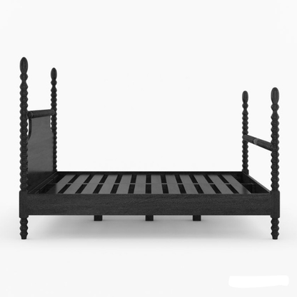 Black Color Handmade Wooden Designer Bed Beds & Bed Frames - Bone Inlay Furnitures