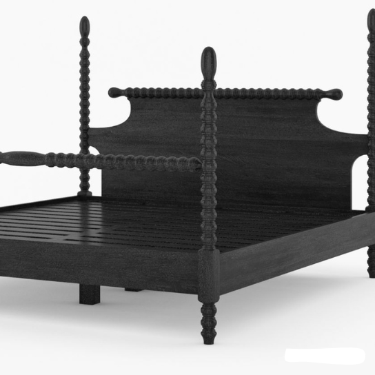 Black Color Handmade Wooden Designer Bed Beds & Bed Frames - Bone Inlay Furnitures