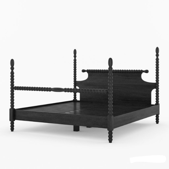 Black Color Handmade Wooden Designer Bed Beds & Bed Frames - Bone Inlay Furnitures