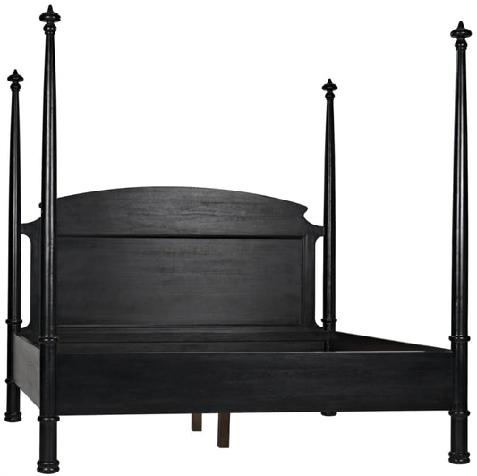 Black Wooden Handmade Bed Canopy Bed Beds & Bed Frames - Bone Inlay Furnitures