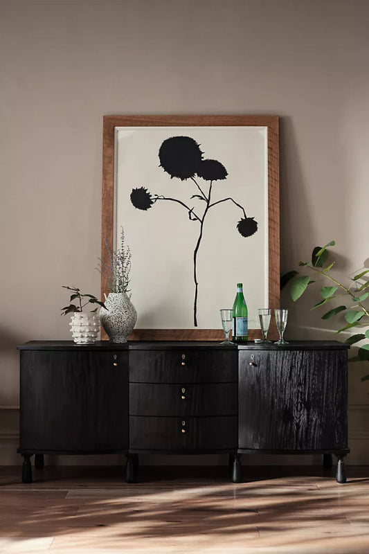 Black Wooden Handmade Media Console Table with Storage Media Console Table - Bone Inlay Furnitures