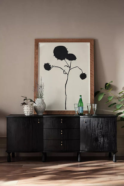 Black Wooden Handmade Media Console Table with Storage Media Console Table - Bone Inlay Furnitures