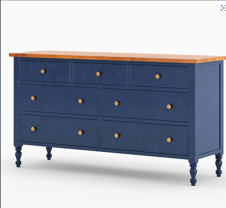 Blue Wooden Hand Carved Chest of Seven Drawer Dresser Chest of Drawer - Bone Inlay Furnitures