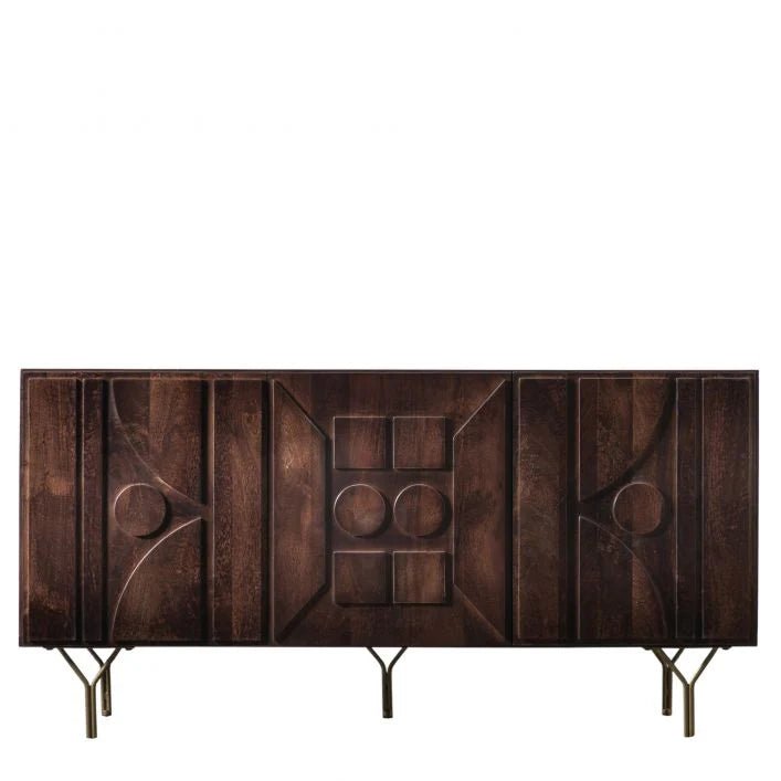 Designer Alto Sideboard Buffet Table Dark Brown with Three Doors Buffet & Sideboard - Bone Inlay Furnitures