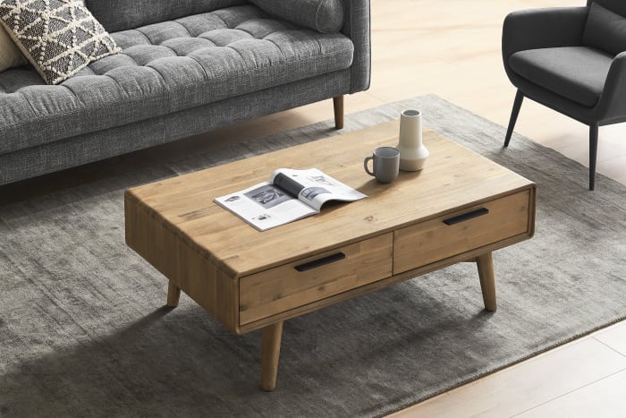 Designer Handmade Coffee Table with Two Storage Drawers with Metal Handle Coffee Table - Bone Inlay Furnitures