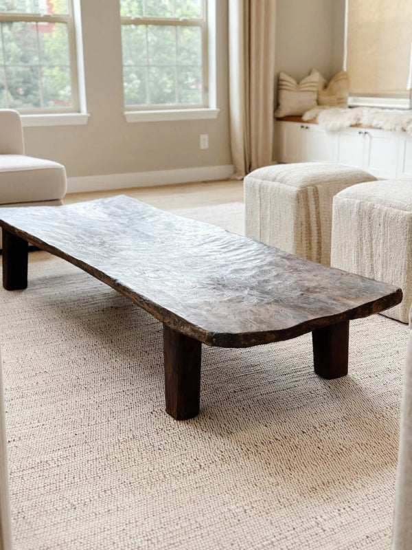 Designer Slab Live Edge Coffee Table Coffee Table - Bone Inlay Furnitures