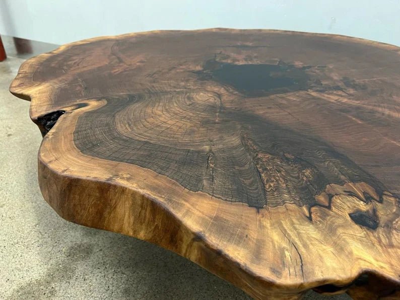 Designer Wooden Slab Organic Shape Coffee Table Natural solid Wooden Coffee Table - Bone Inlay Furnitures