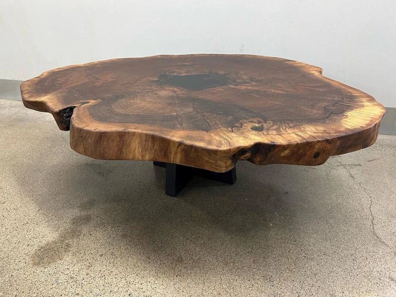 Designer Wooden Slab Organic Shape Coffee Table Natural solid Wooden Coffee Table - Bone Inlay Furnitures