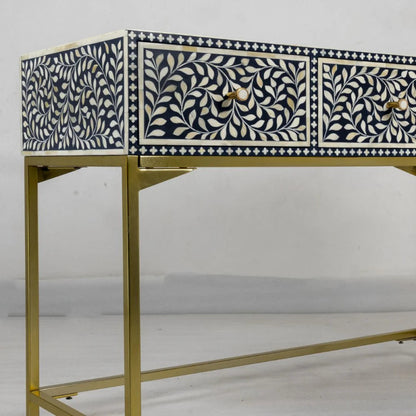 Floral design Inlay Console Table with Three Drawers in Blue| Entryway Table | Hallway Table console table - Bone Inlay Furnitures