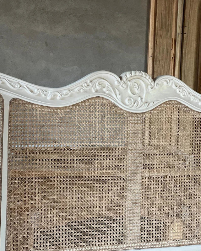 Flower Style Hand Carved Bed Frame with High Headboard Beds & Bed Frames - Bone Inlay Furnitures