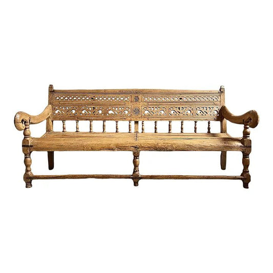 Hand Carved Antique Design Daybed Bench Natural Color Daybed - Bone Inlay Furnitures