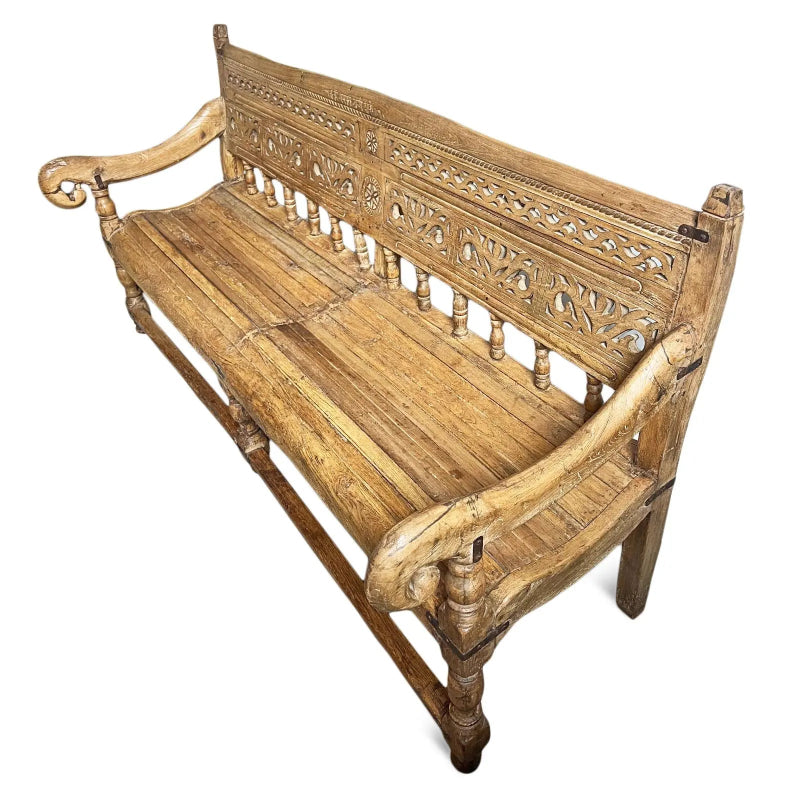 Hand Carved Antique Design Daybed Bench Natural Color Daybed - Bone Inlay Furnitures