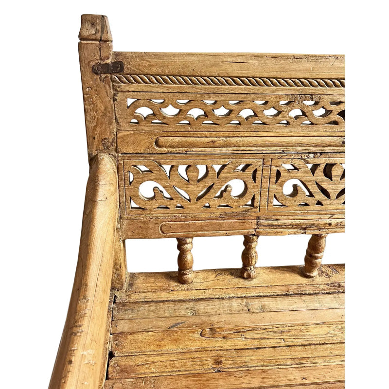 Hand Carved Antique Design Daybed Bench Natural Color Daybed - Bone Inlay Furnitures