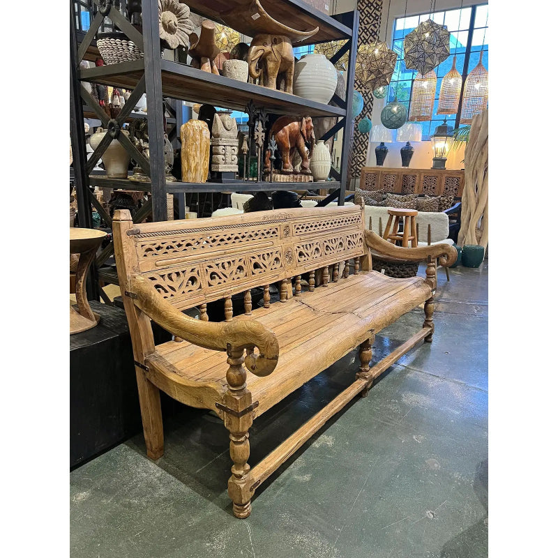 Hand Carved Antique Design Daybed Bench Natural Color Daybed - Bone Inlay Furnitures