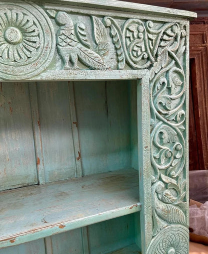 Hand Carved Antique Design Wooden Bookshelf | Book Case with Four Shelf Bookshelf - Bone Inlay Furnitures