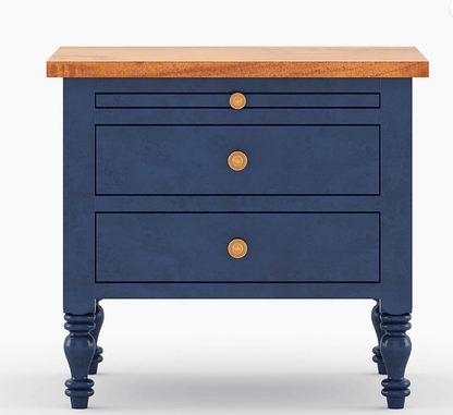 Hand Carved Blue Color Nightstand Nightstand - Bone Inlay Furnitures