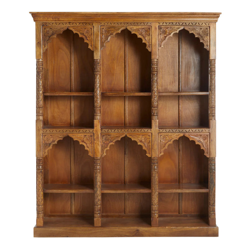 Hand Carved Bookshelf with Twelve Shelf Bookshelf - Bone Inlay Furnitures