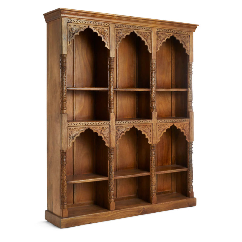 Hand Carved Bookshelf with Twelve Shelf Bookshelf - Bone Inlay Furnitures