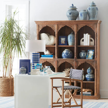 Hand Carved Bookshelf with Twelve Shelf Bookshelf - Bone Inlay Furnitures