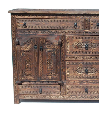 Hand Carved Brown Sideboard Buffet Table with Four Door Buffet & Sideboard - Bone Inlay Furnitures