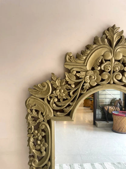 Hand Carved Floral Leaf Pattern Mirror Frame mirror frame - Bone Inlay Furnitures