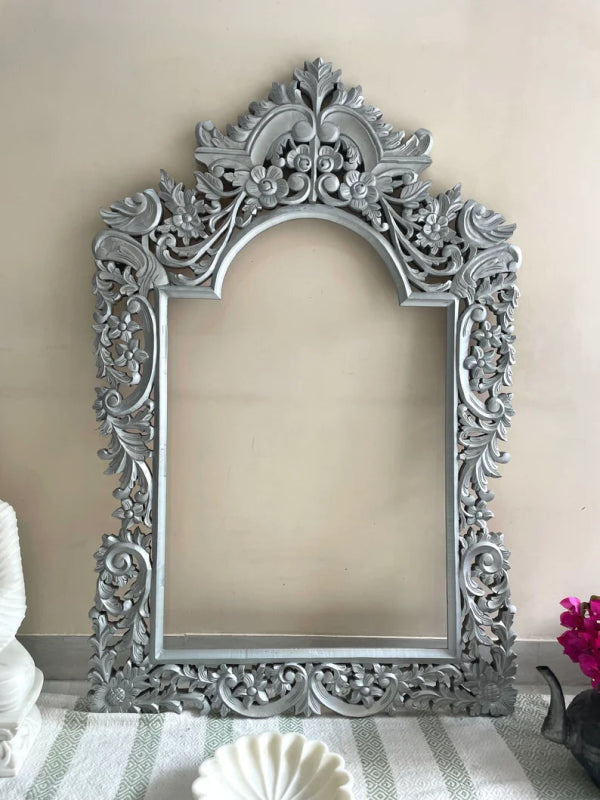 Hand Carved Floral Leaf Pattern Mirror Frame mirror frame - Bone Inlay Furnitures