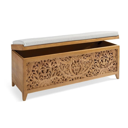 Hand carved Indian Storage Bench bench - Bone Inlay Furnitures