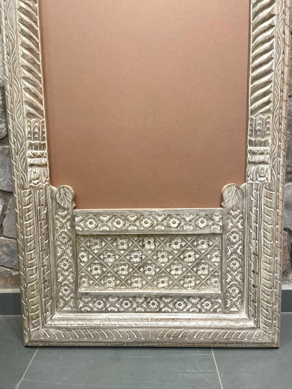 Hand Carved Indian Wooden Floral Pattern Mirror mirror frame - Bone Inlay Furnitures