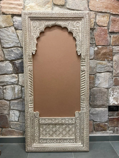 Hand Carved Indian Wooden Floral Pattern Mirror mirror frame - Bone Inlay Furnitures