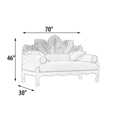 Hand Carved Leaf Design Natural Wood Daybed Bench Daybed - Bone Inlay Furnitures