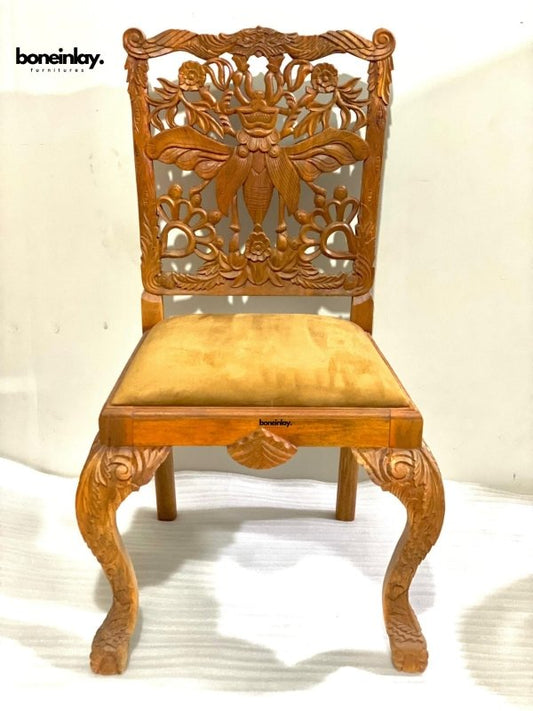 Hand Carved Meangerie Style Bee Design Dining Chair Dining Chair - Bone Inlay Furnitures