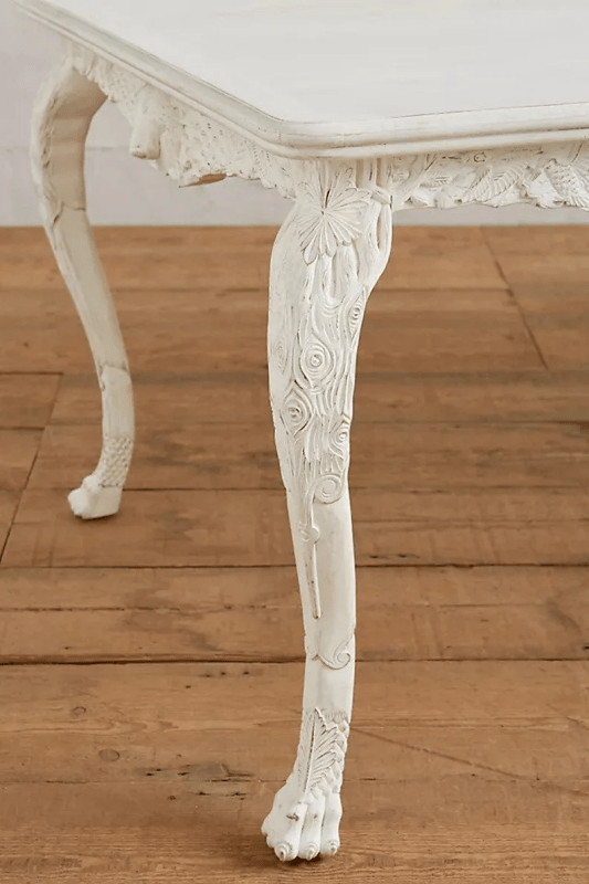 Hand-carved Menagerie Dining Table White Color | Handmade Dining table Dining Table - Bone Inlay Furnitures
