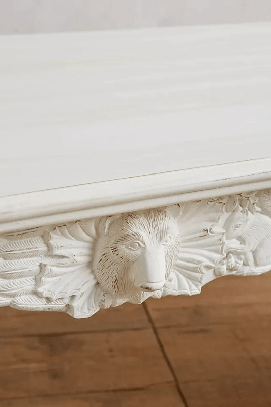 Hand-carved Menagerie Dining Table White Color | Handmade Dining table Dining Table - Bone Inlay Furnitures