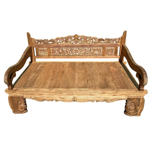 Hand Carved Natural Design Solid Wooden Daybed Bench Daybed - Bone Inlay Furnitures