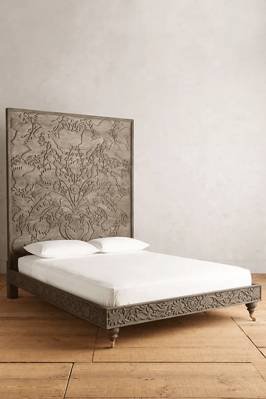 Hand - carved Odelina Bed Indian Design Solid Wooden | Indian Furniture Beds & Bed Frames - Bone Inlay Furnitures