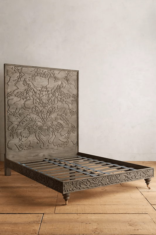 Hand - carved Odelina Bed Indian Design Solid Wooden | Indian Furniture Beds & Bed Frames - Bone Inlay Furnitures