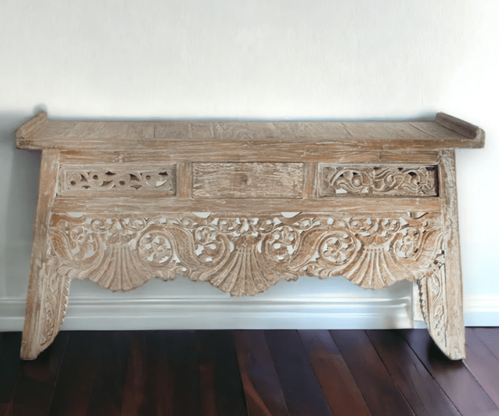 Hand Carved One Drawer Console Table console table - Bone Inlay Furnitures