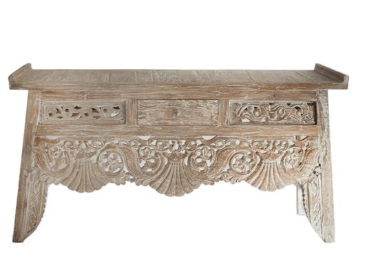 Hand Carved One Drawer Console Table console table - Bone Inlay Furnitures