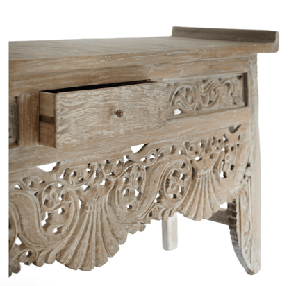 Hand Carved One Drawer Console Table console table - Bone Inlay Furnitures