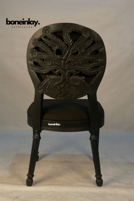 Hand carved Peacock Design Dining Chair |Indian Wooden Chair Dining Chair - Bone Inlay Furnitures