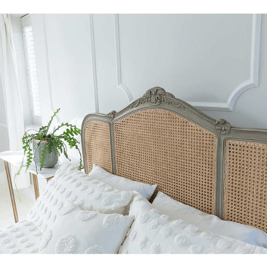 Hand Carved Rattan Low Footboard Luxury Bed Beds & Bed Frames - Bone Inlay Furnitures