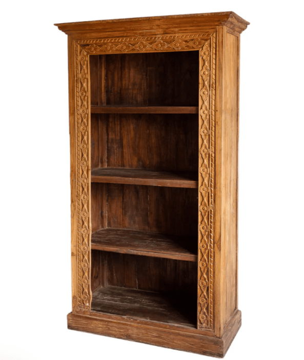 Hand Carved Solid Wooden Bookshelf Bookshelf - Bone Inlay Furnitures