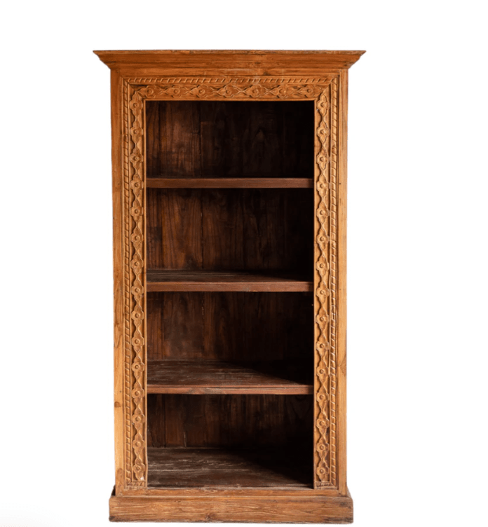 Hand Carved Solid Wooden Bookshelf Bookshelf - Bone Inlay Furnitures