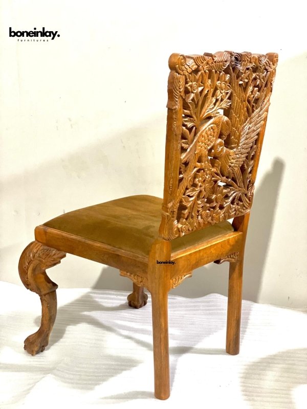 Hand Carved Solid Wooden Menagerie Parrot Dining Chair Dining Chair - Bone Inlay Furnitures